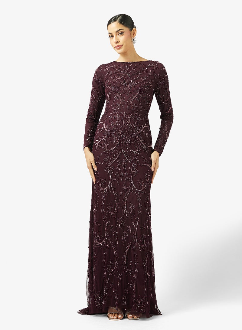 MARYISA Boat Neck  Sequin Maxi Dress - Image 1